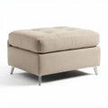 Pouf en tissu beige avec coussin rembourré dimensions 80 x 80 x 45cm