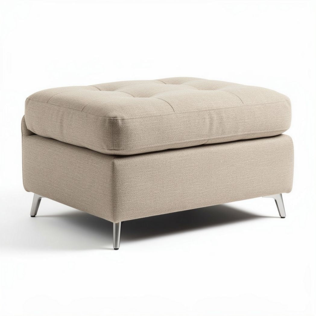 Pouf en tissu beige avec coussin rembourré dimensions 80 x 80 x 45cm