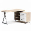 Bureau contemporain en bois couleur beige avec rangement 150 x 70 x 75cm