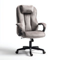 Chaise de bureau ergonomique en tissu gris avec accoudoirs en métal et roulettes