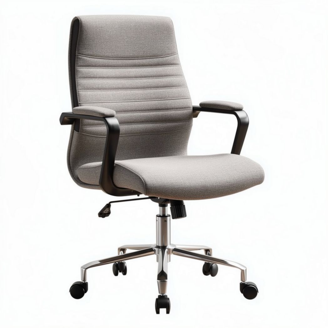 Fauteuil de bureau réglable en tissu gris 60 x 60 x 100cm avec accoudoirs