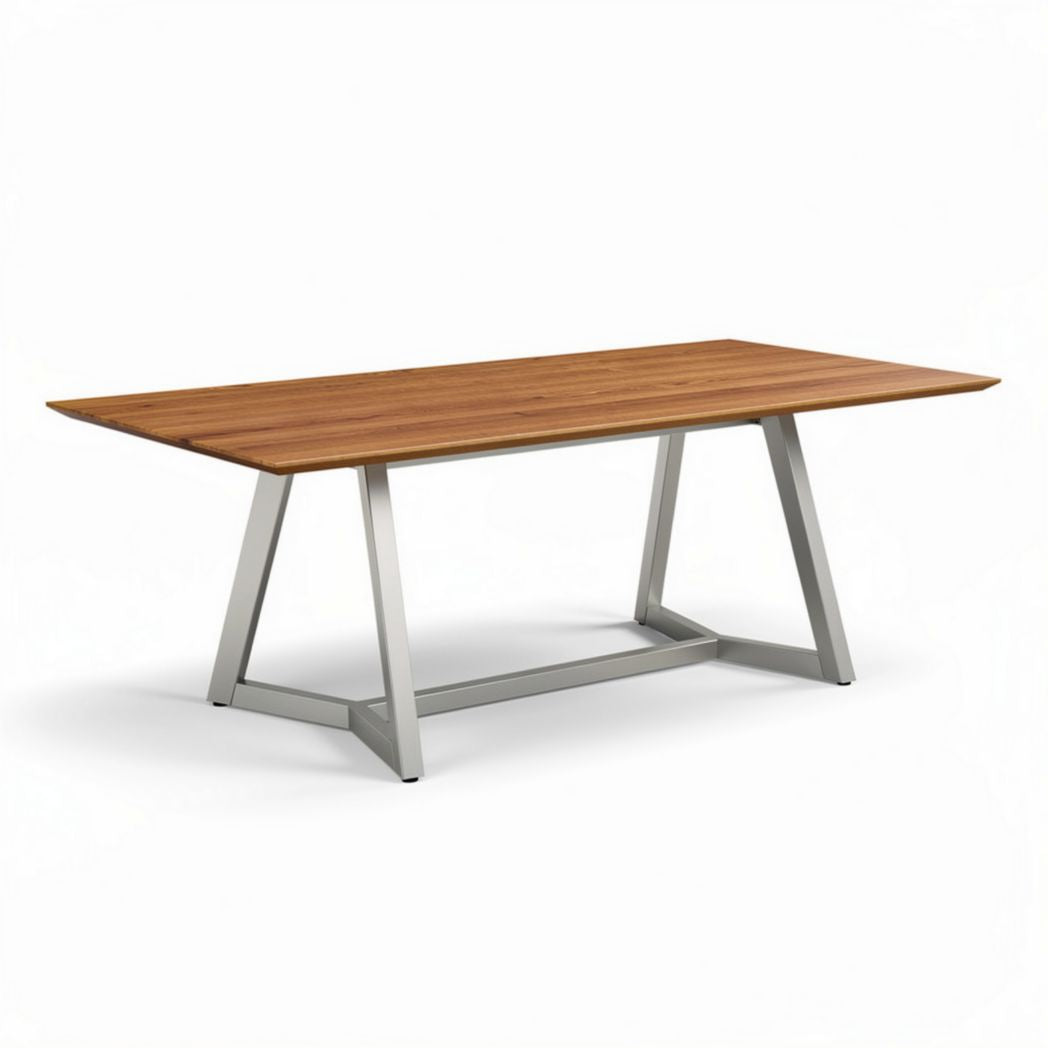 Table à manger en bois avec pied en métal 180 x 90 x 75cm couleur chêne naturel