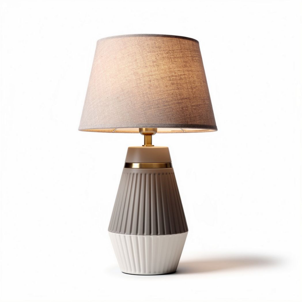 Lampe de table en céramique avec abat-jour en lin beige 25 x 25 x 40cm