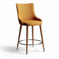 Tabouret de bar en tissu orange avec pieds en bois et repose-pieds 45 x 45 x 100cm