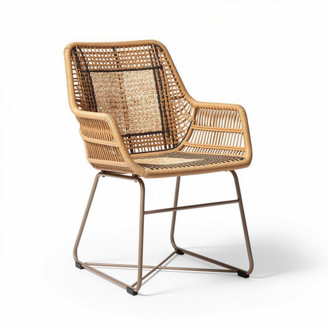 Chaise en rotin tressé avec structure en métal dimensions 80 x 60 x 70cm