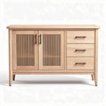 Buffet en bois de chêne avec portes à lamelles et trois tiroirs 120 x 45 x 75cm