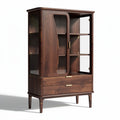 Vitrine en bois naturel avec portes en verre 80 x 40 x 150cm