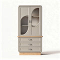 Armoire de rangement en bois et verre couleur gris 80 x 40 x 160cm