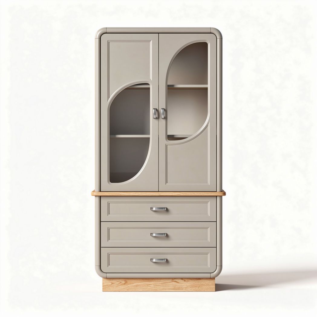 Armoire de rangement en bois et verre couleur gris 80 x 40 x 160cm